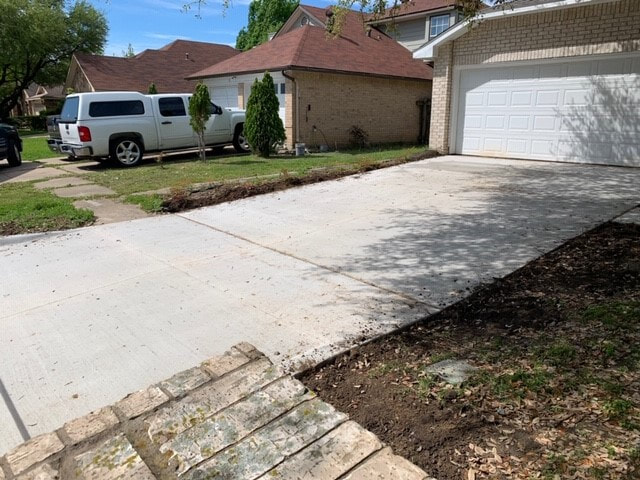 Completed concrete driveway