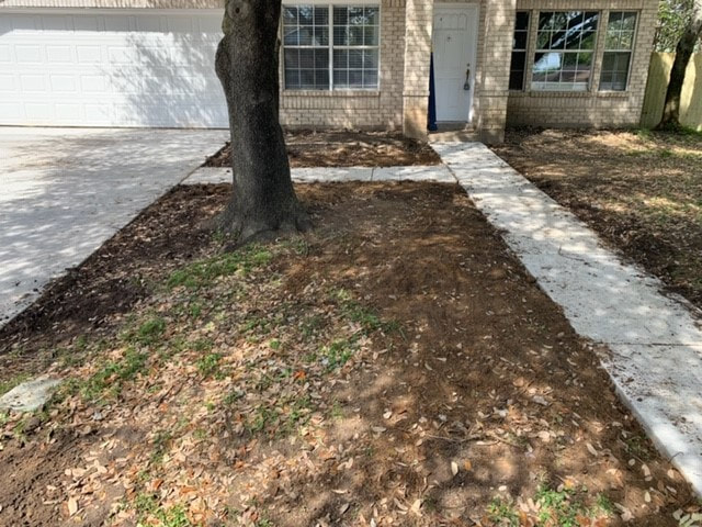 Complete sidewalk and driveway.